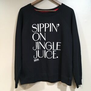 Wallflower Sippin' On Jingle Juice Sweatshirt Womens M Black Holiday Christmas